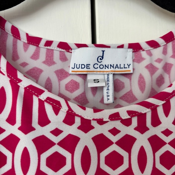 Jude Connally Rachel Dress‎ Size Small Pockets Pink White Chain Link Print Jude - Picture 6 of 10